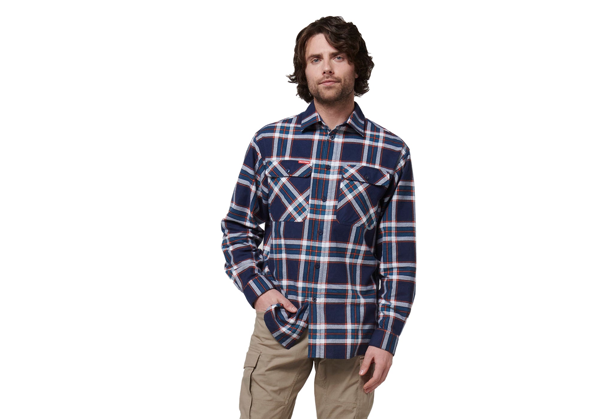 Navy Orange Check