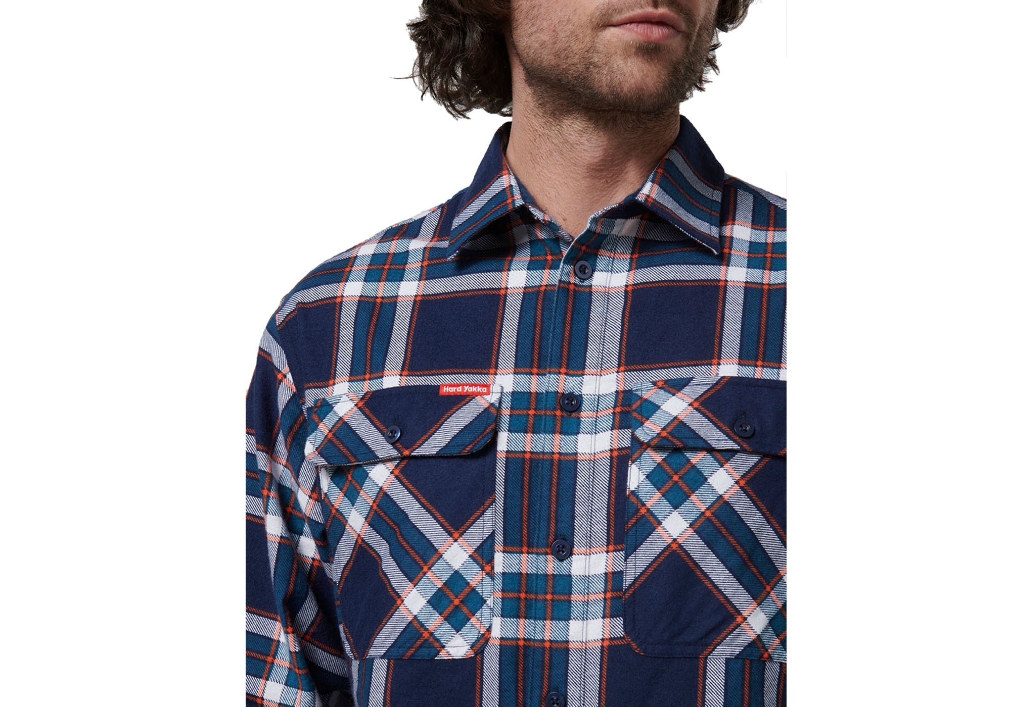 Navy Orange Check