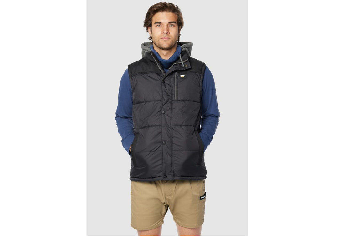 Caterpillar Mens Comfortable Durable Hooded Work Vest Brand House Direct