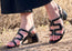 Born Sofia Womens Leather Mid Heel Sandals With Comfortable Footbed