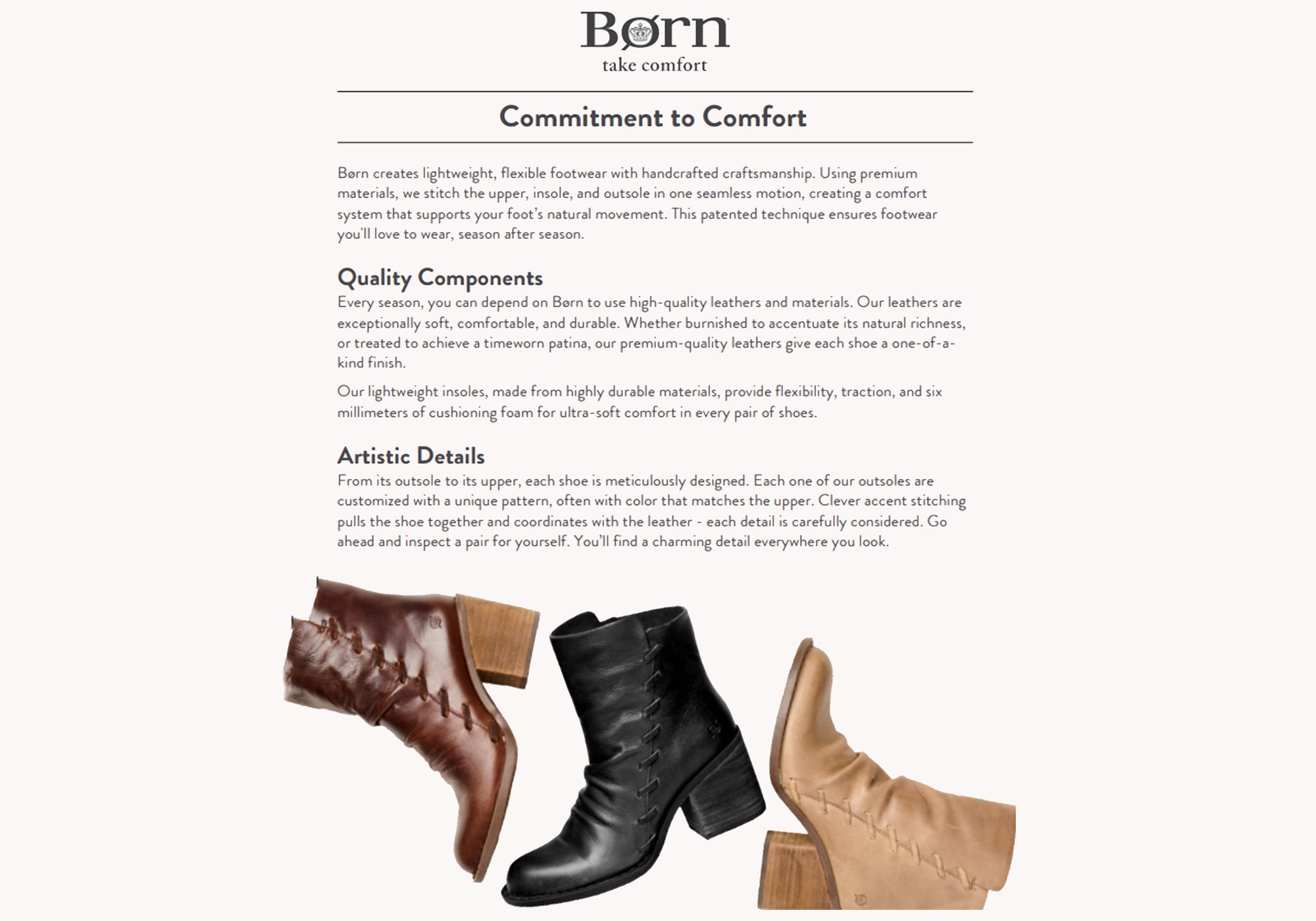 Born Toni Womens Comfortable Leather Mid Heel Ankle Boots
