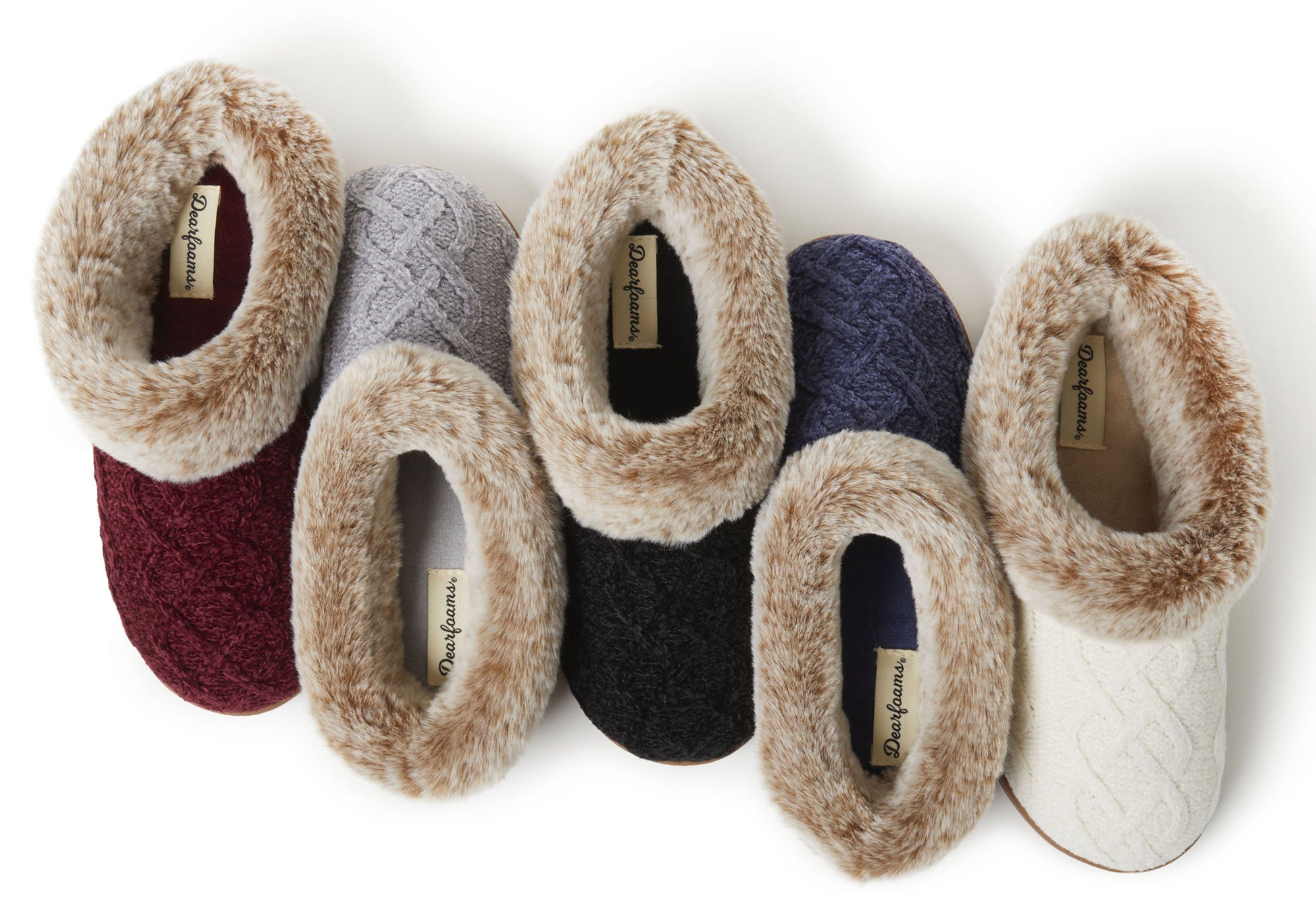 Dearfoams Womens Comfortable Hannah Chenille Knit Clog Slippers