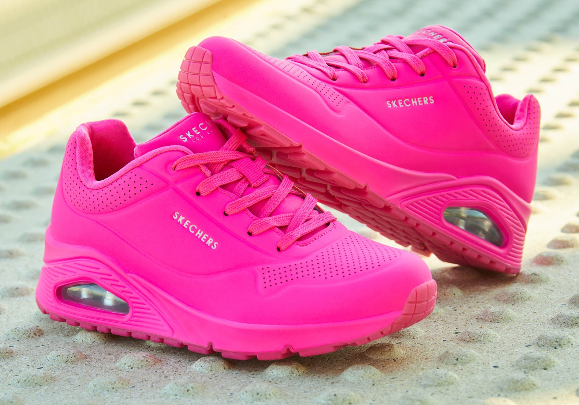 Skechers Womens Uno Neon Nights Lace Up Shoes Brand House Direct