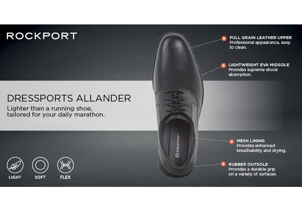 Rockport Allander Mens Leather Lighweight Comfortable Wide Fit Shoes