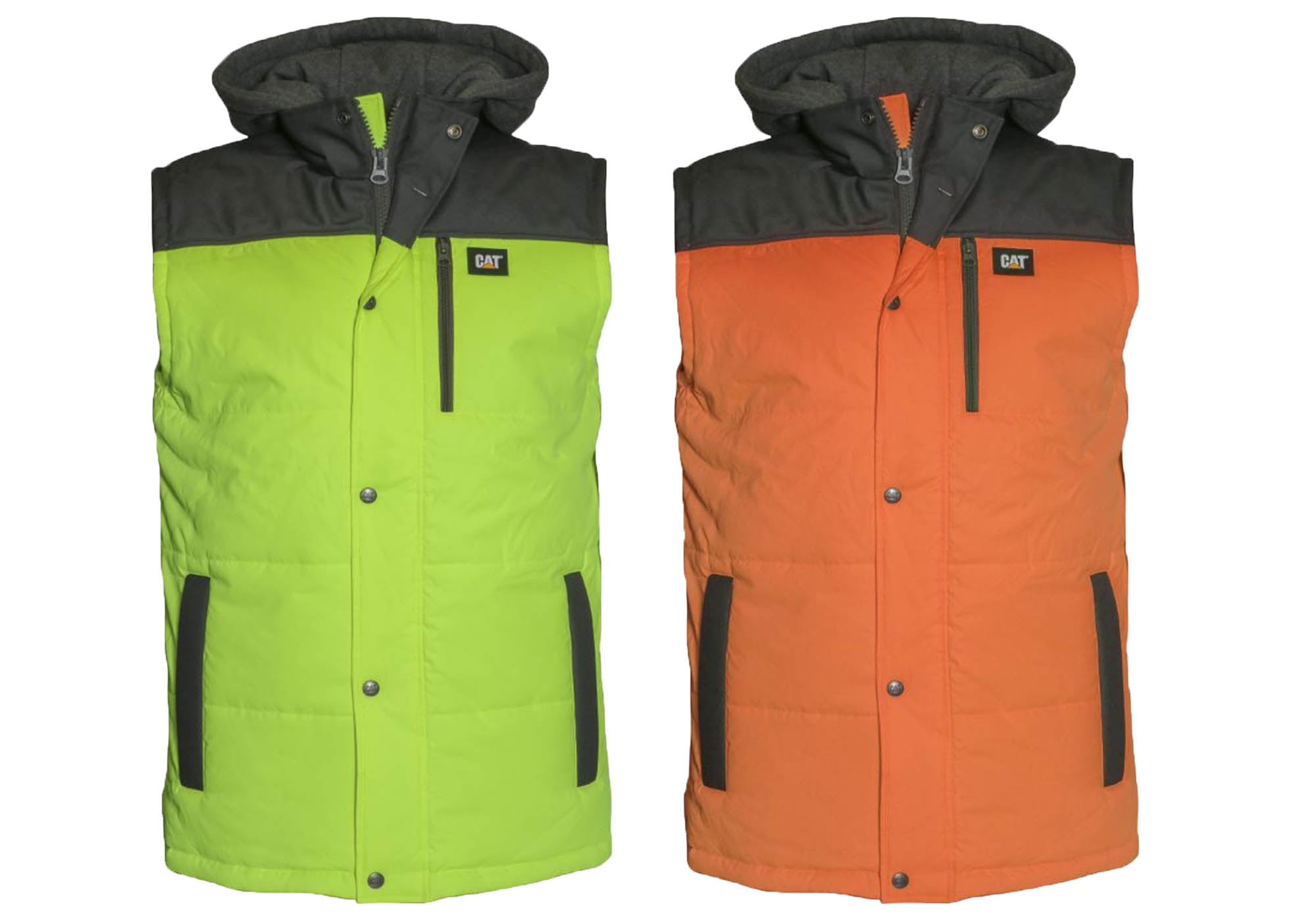 Caterpillar Mens Comfortable Durable Hi Vis Hooded Work Vest