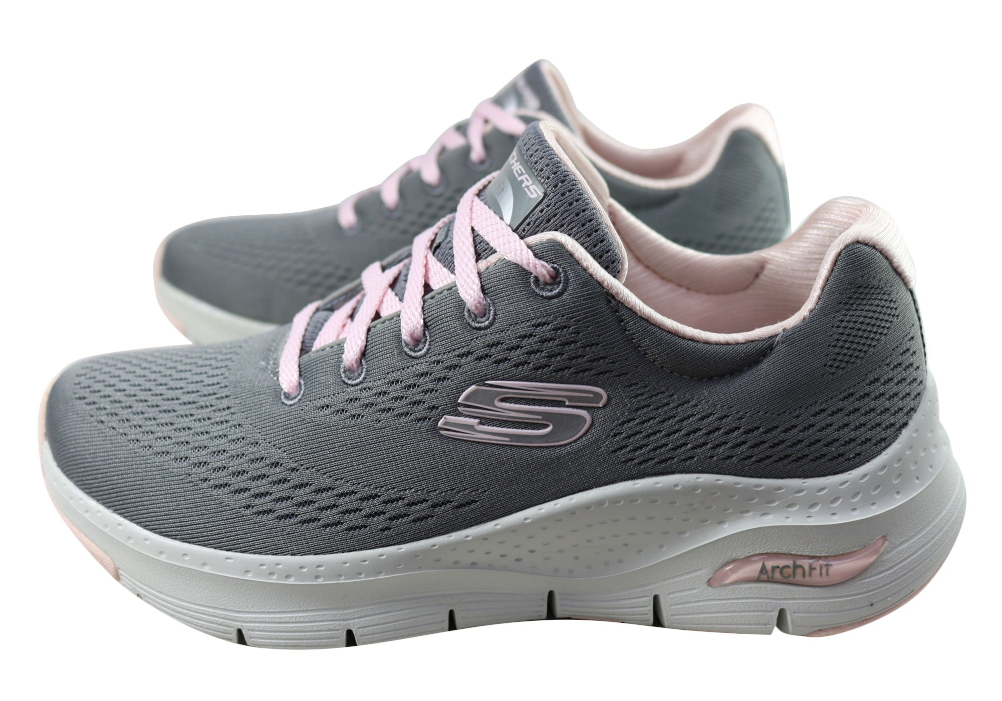 Gray and hotsell pink skechers