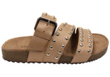 Via Paula Beth Womens Leather Comfort Slides Sandals Made in Brazil