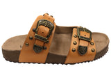 Via Paula Renee Womens Leather Comfort Slides Sandals Made in Brazil