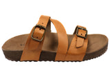 Via Paula Carly Womens Leather Comfort Slides Sandals Made in Brazil