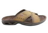 Pegada Jefferson Mens Leather Comfortable Slide Sandals Made In Brazil