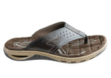 Pegada Phillip Mens Leather Cushioned Thongs Sandals Made In Brazil