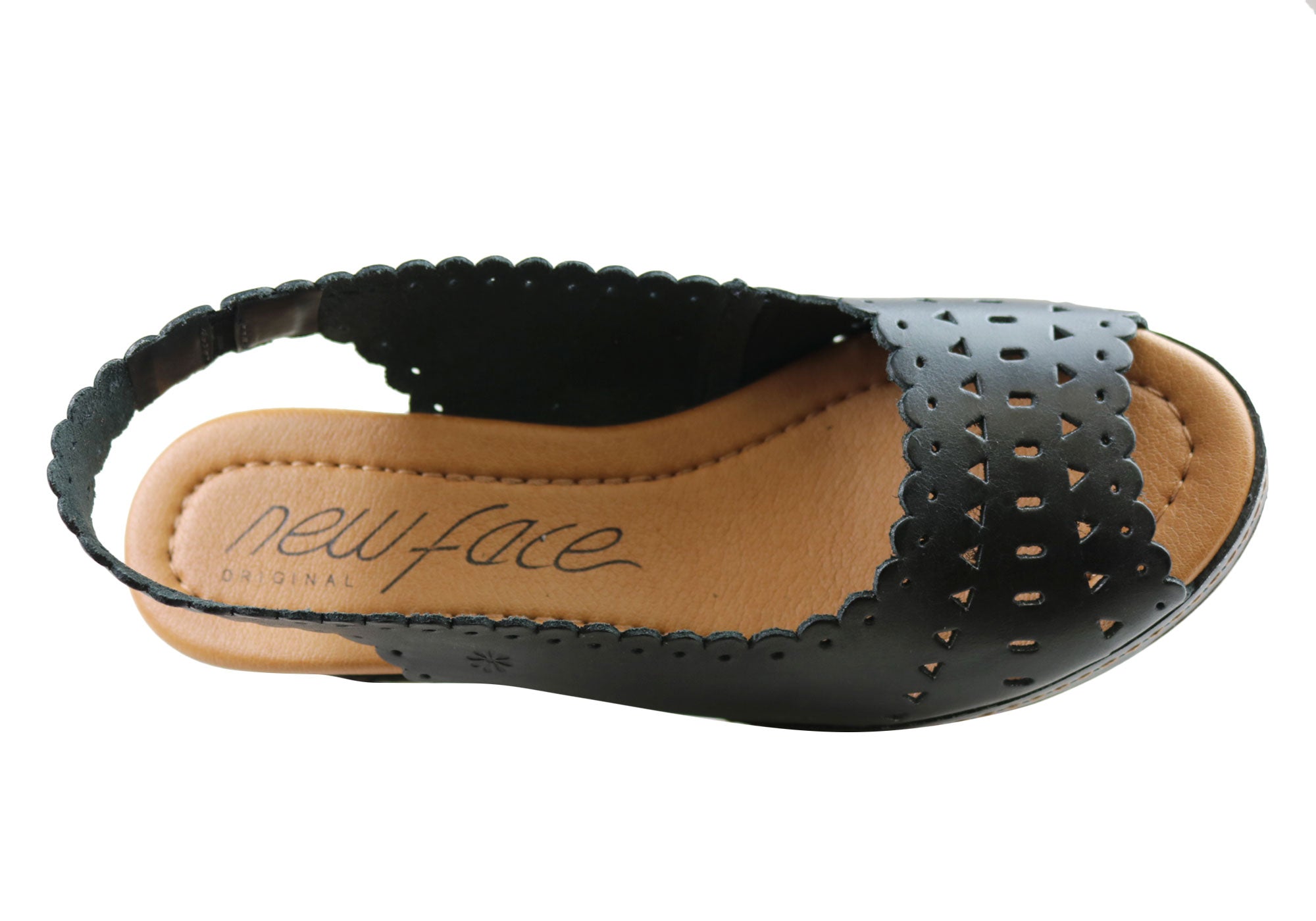 New Face Emberly Womens Leather Wedge Sandals Made In Brazil