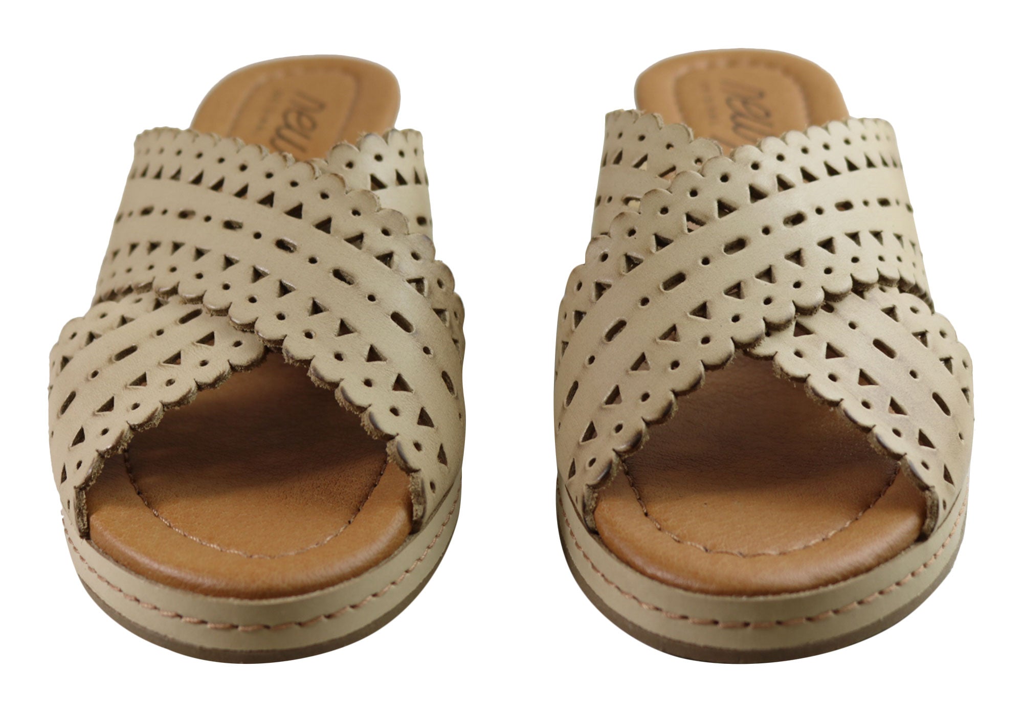New Face Tory Womens Leather Wedge Slides Sandals Made In Brazil