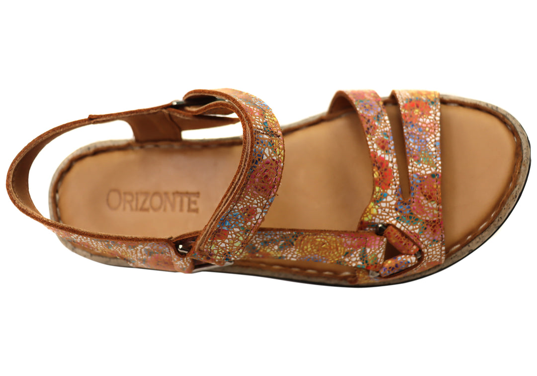 Orizonte Floral Womens European Leather Sandals Brand House Direct
