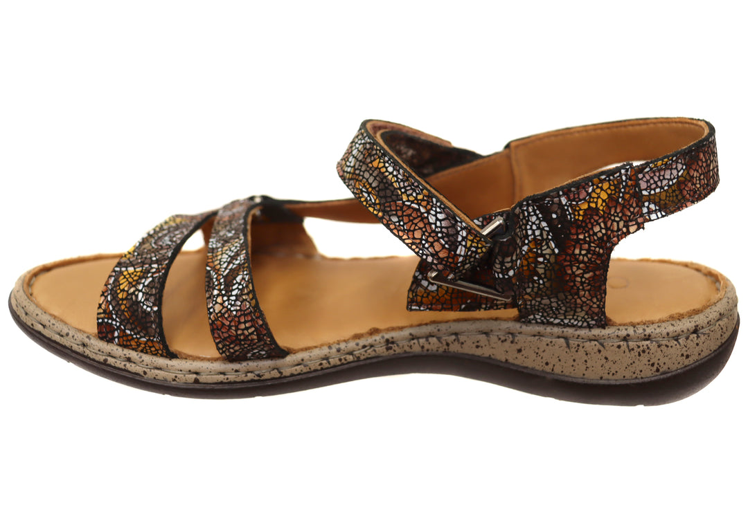 Orizonte Floral Womens European Leather Sandals Brand House Direct