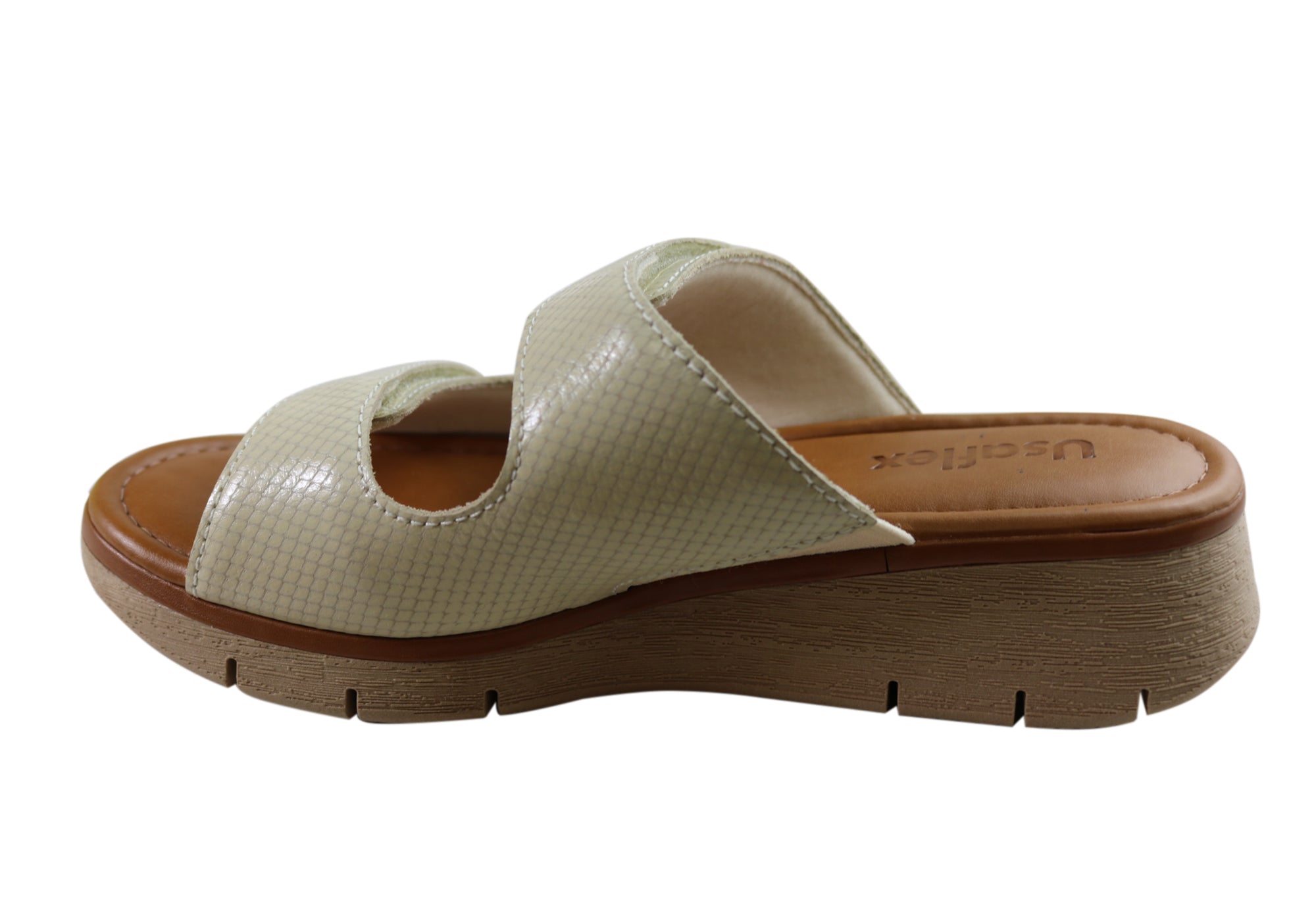 Usaflex Brooke Womens Comfort Leather Slides Sandals Made In Brazil