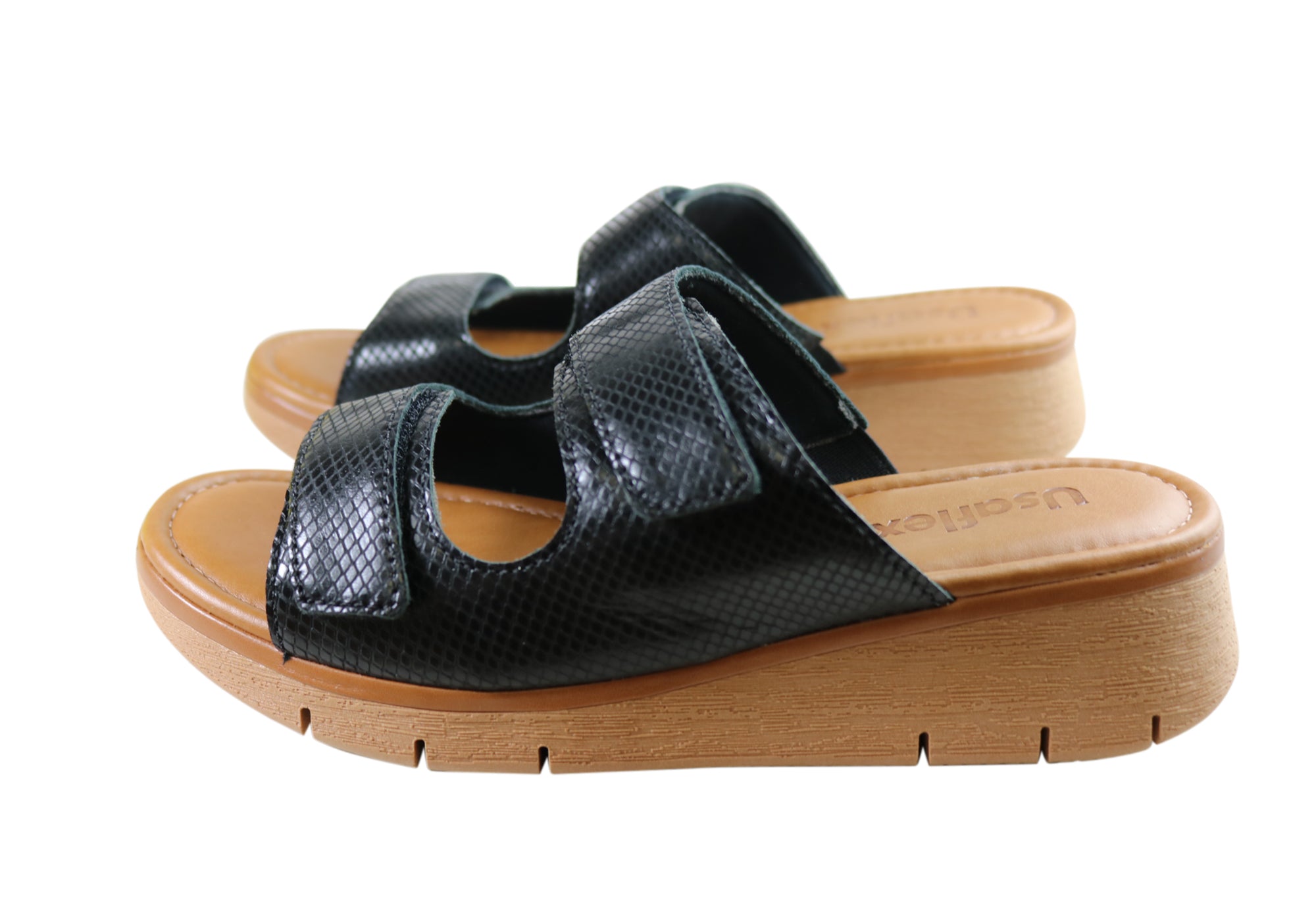 Usaflex Brooke Womens Comfort Leather Slides Sandals Made In Brazil