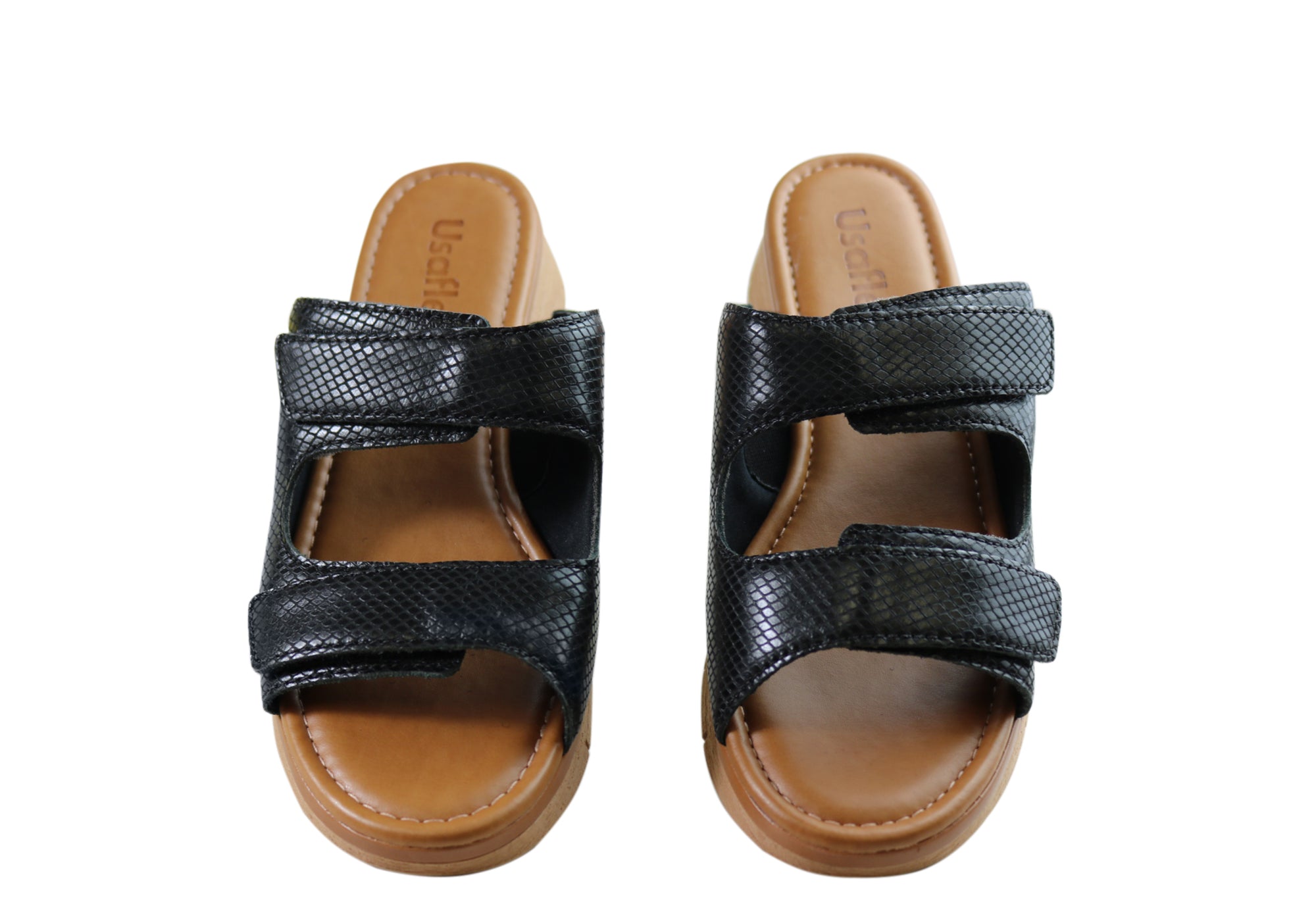 Usaflex Brooke Womens Comfort Leather Slides Sandals Made In Brazil