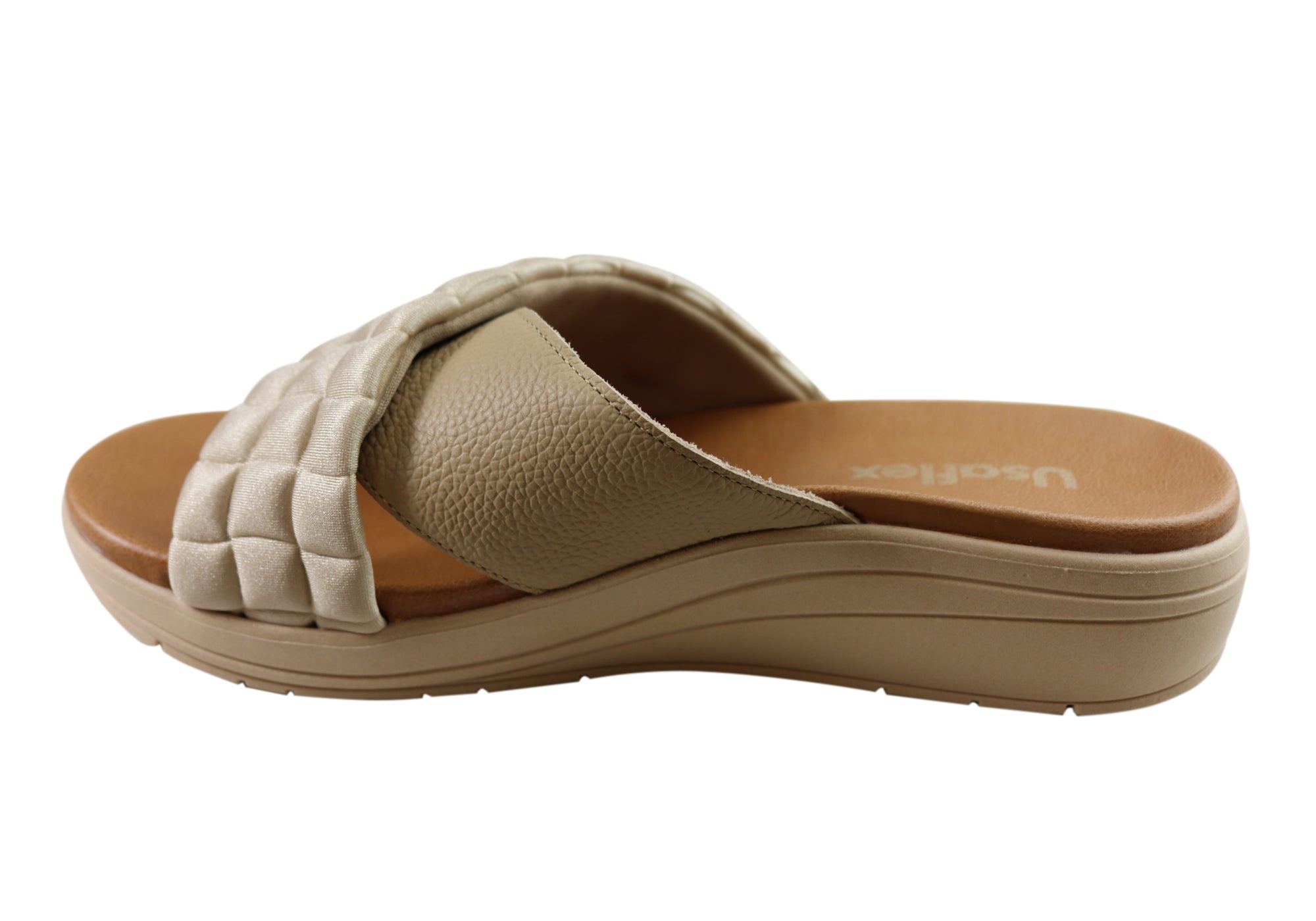 Usaflex Mela Womens Comfort Leather Slides Sandals Made In Brazil