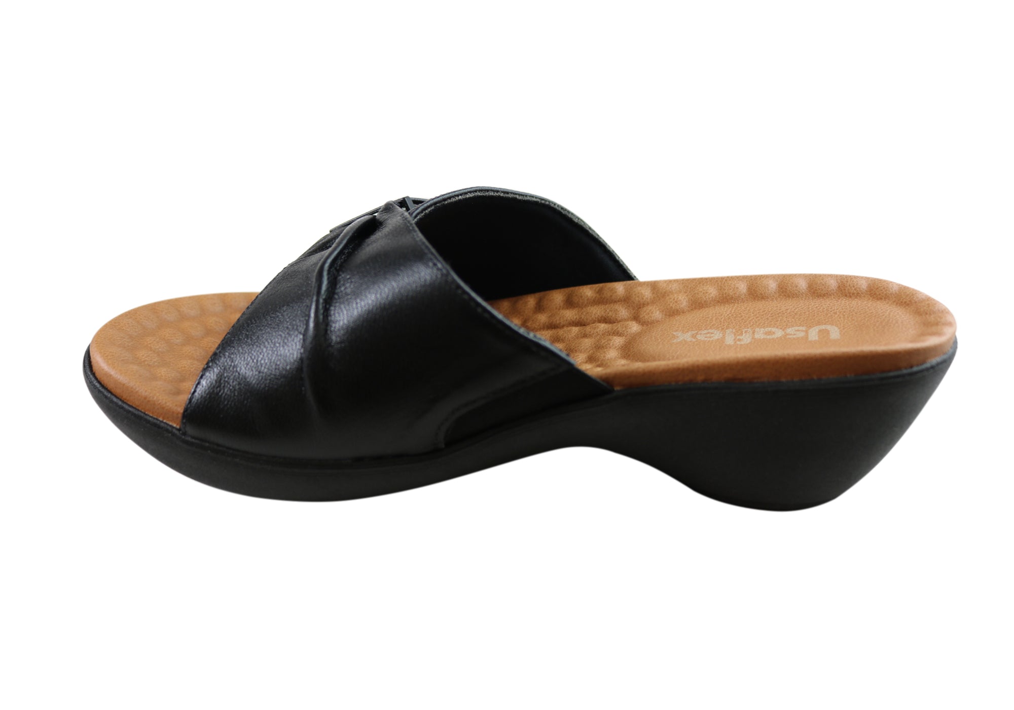 Usaflex Lucie Womens Comfort Leather Slides Sandals Made In Brazil