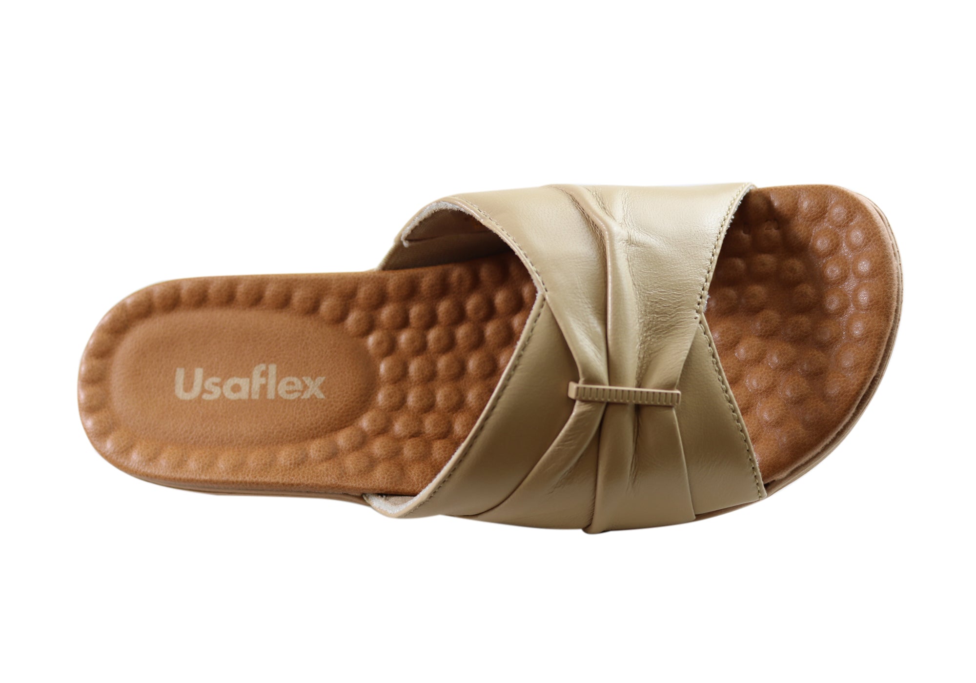 Usaflex Lucie Womens Comfort Leather Slides Sandals Made In Brazil