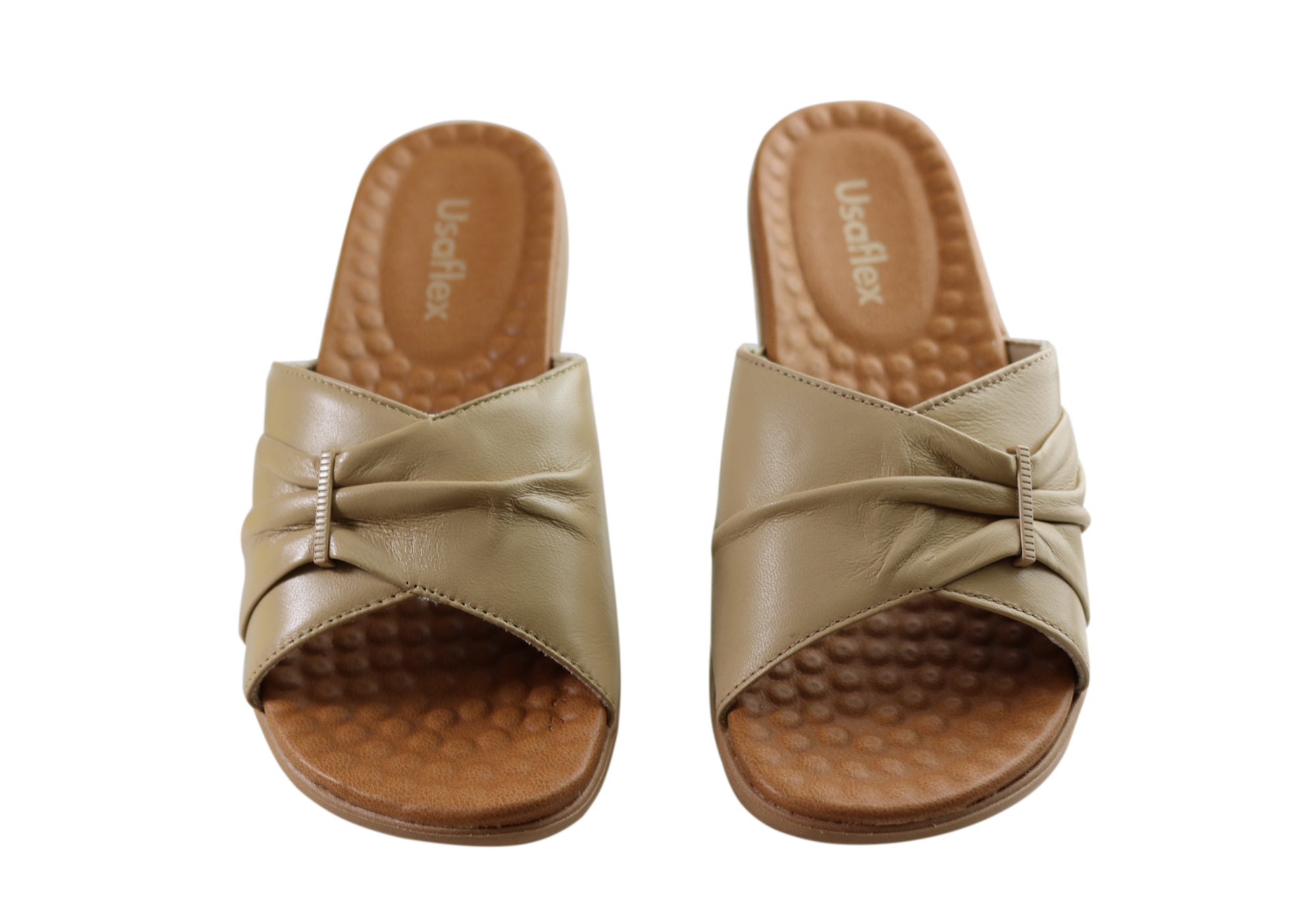 Usaflex Lucie Womens Comfort Leather Slides Sandals Made In Brazil
