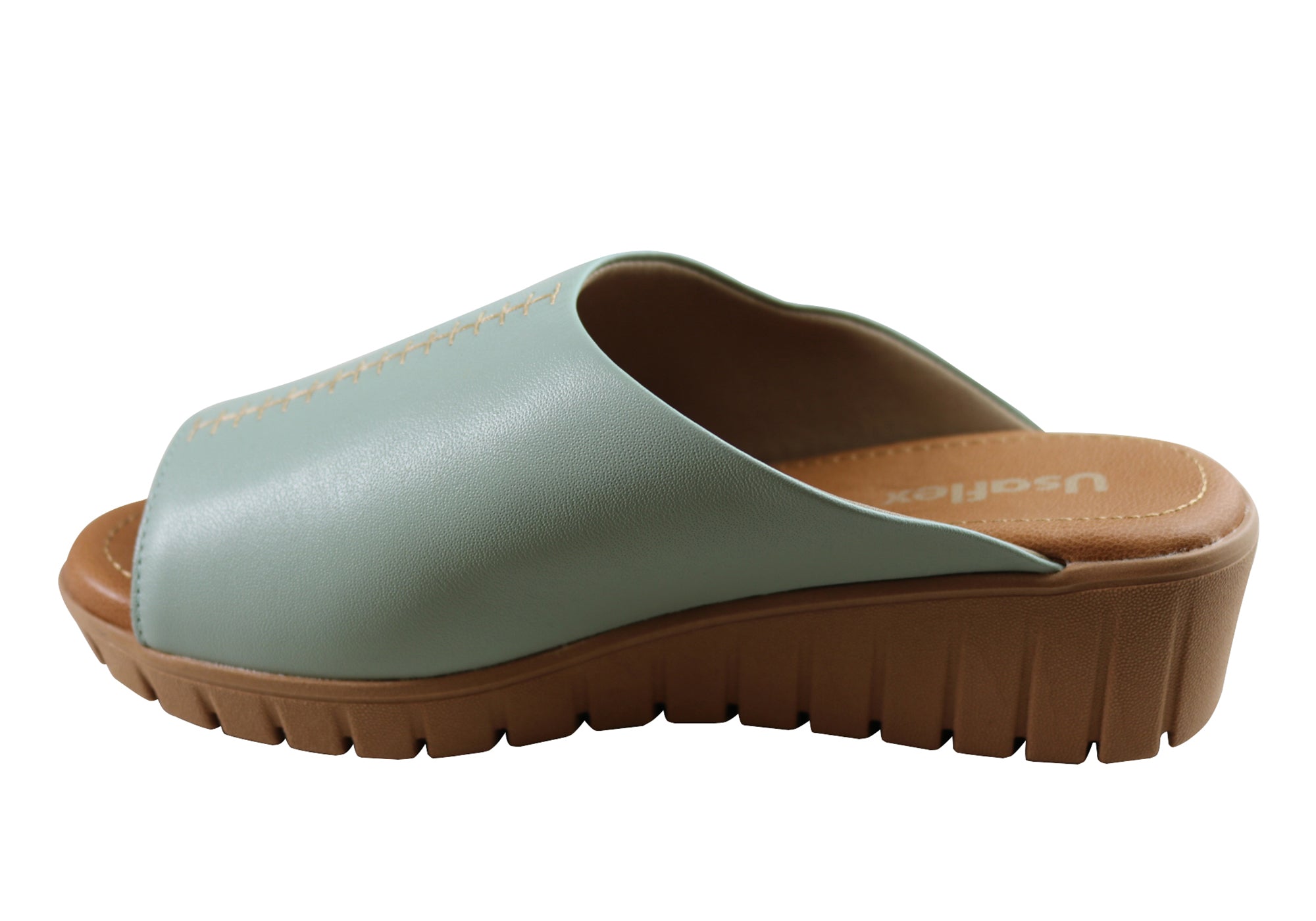 Usaflex Adene Womens Comfort Leather Slides Sandals Made In Brazil