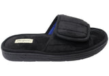 Dearfoams Mens Comfortable Collin Terry Adjustable Slide Slippers