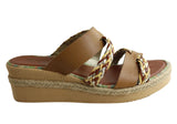 Andacco Zoss Womens Brazilian Comfortable Leather Wedge Slides Sandals