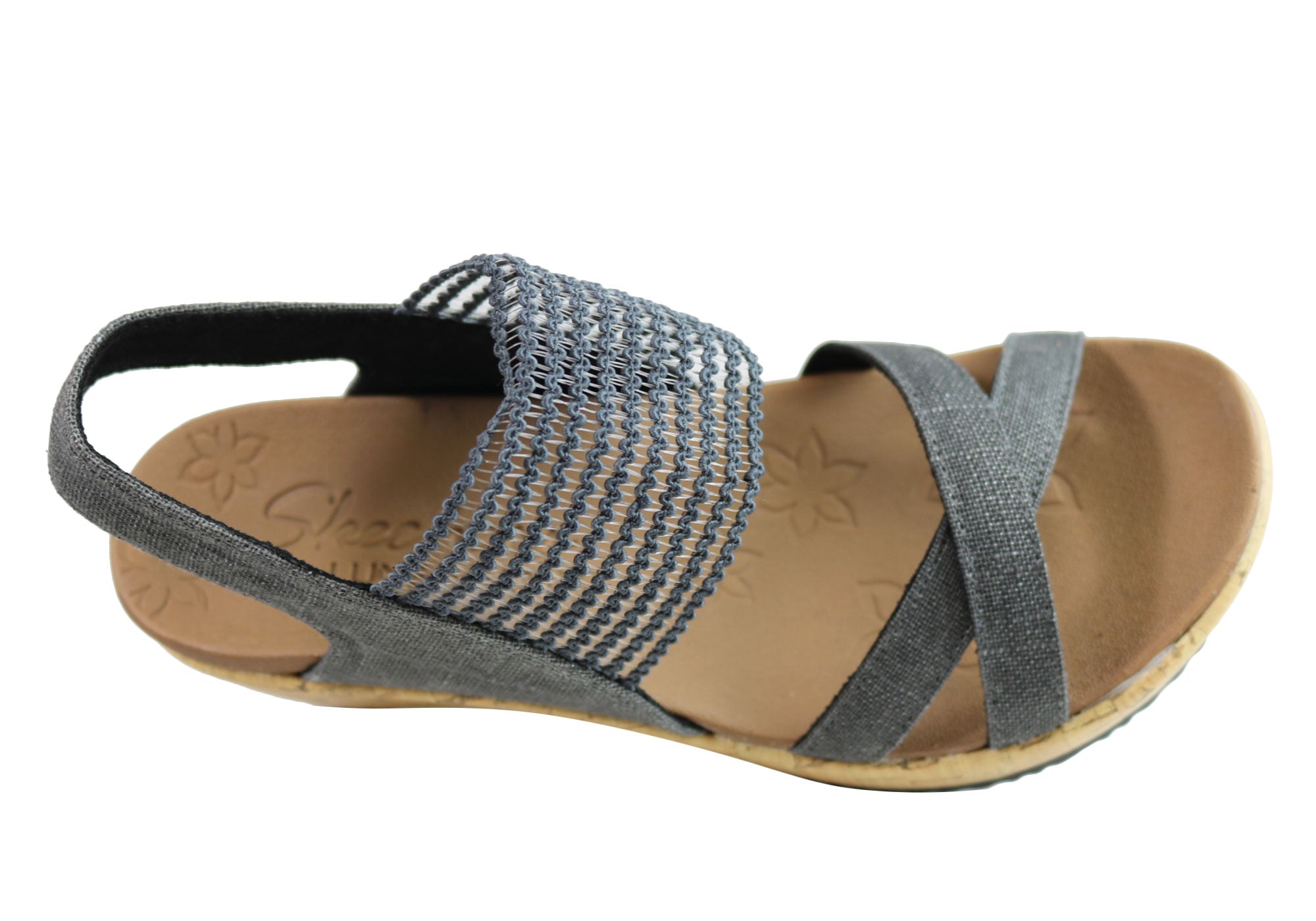 Skechers Womens Beverlee High Tea Luxe Foam Footbed Wedge Sandals