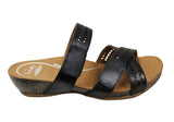 Scholl Orthaheel Joan Womens Comfortable Wedge Leather Slides Sandals