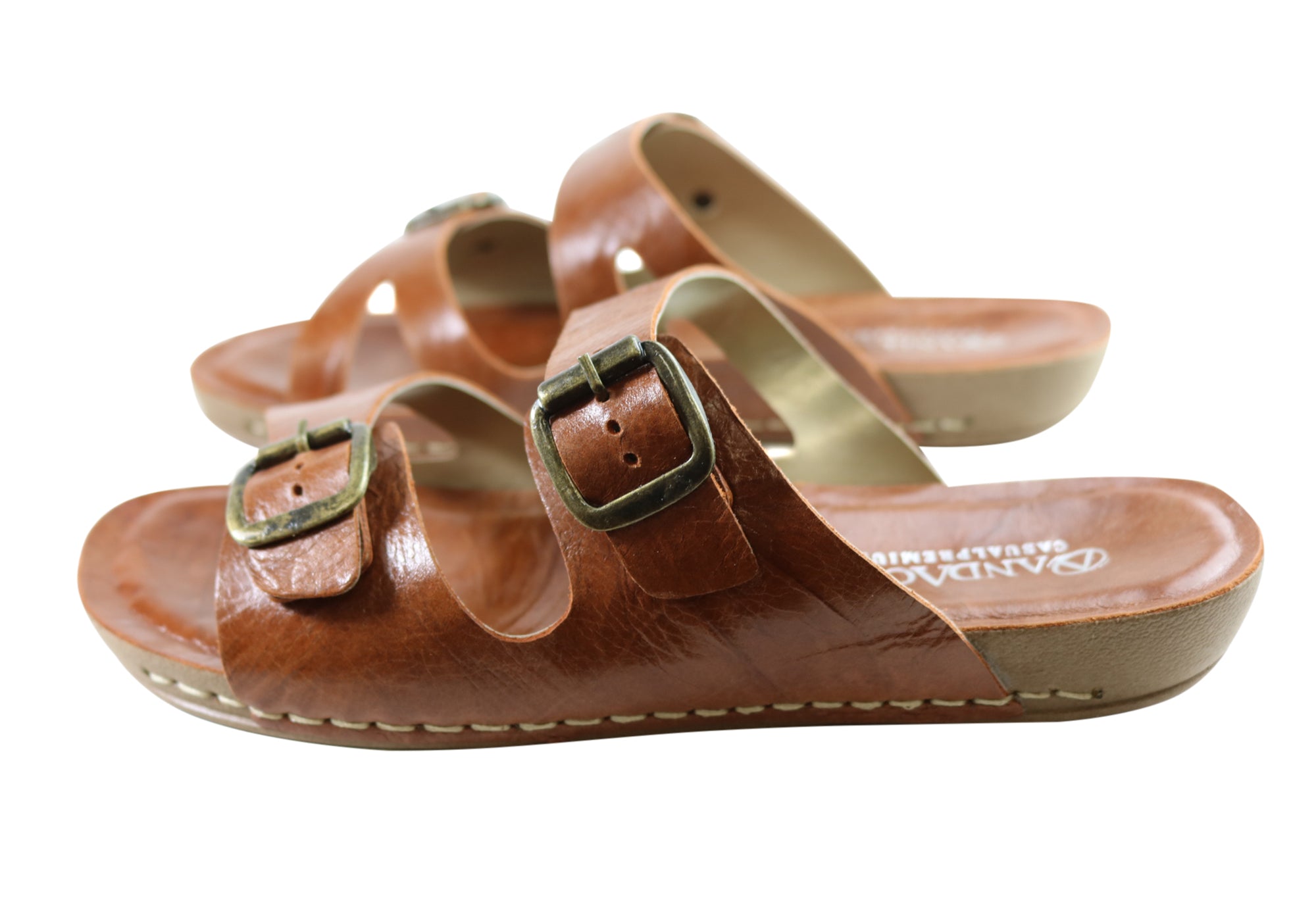 Andacco Angelika Womens Brazilian Comfortable Leather Slides Sandals