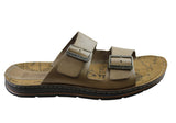 Pegada Lancester Mens Leather Comfortable Slide Sandals Made In Brazil