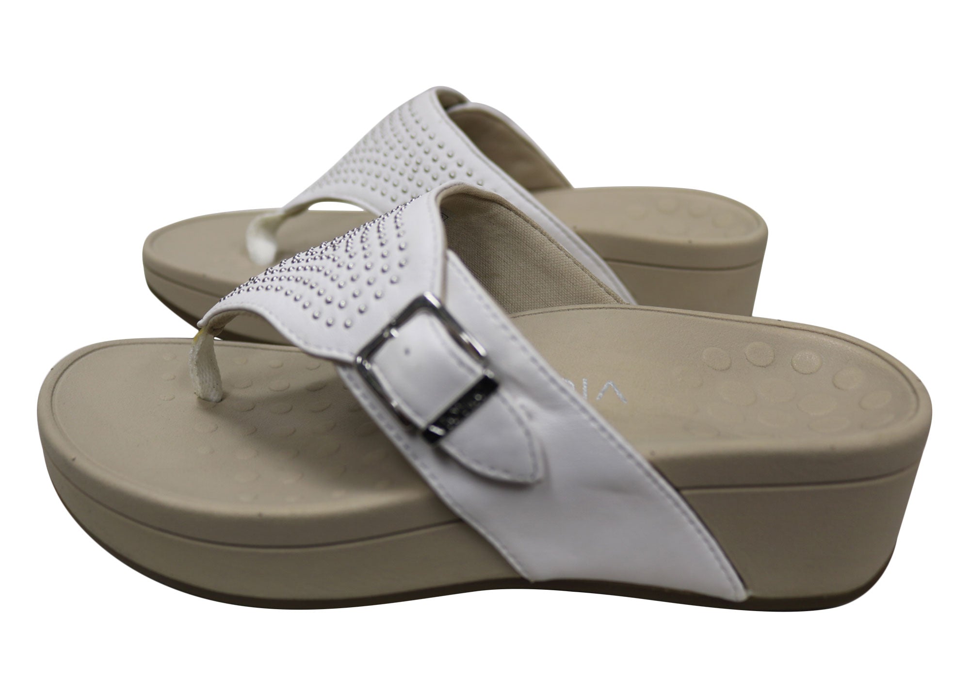 Vionic Womens Comfortable Leather Capitola Platform Sandals Thongs
