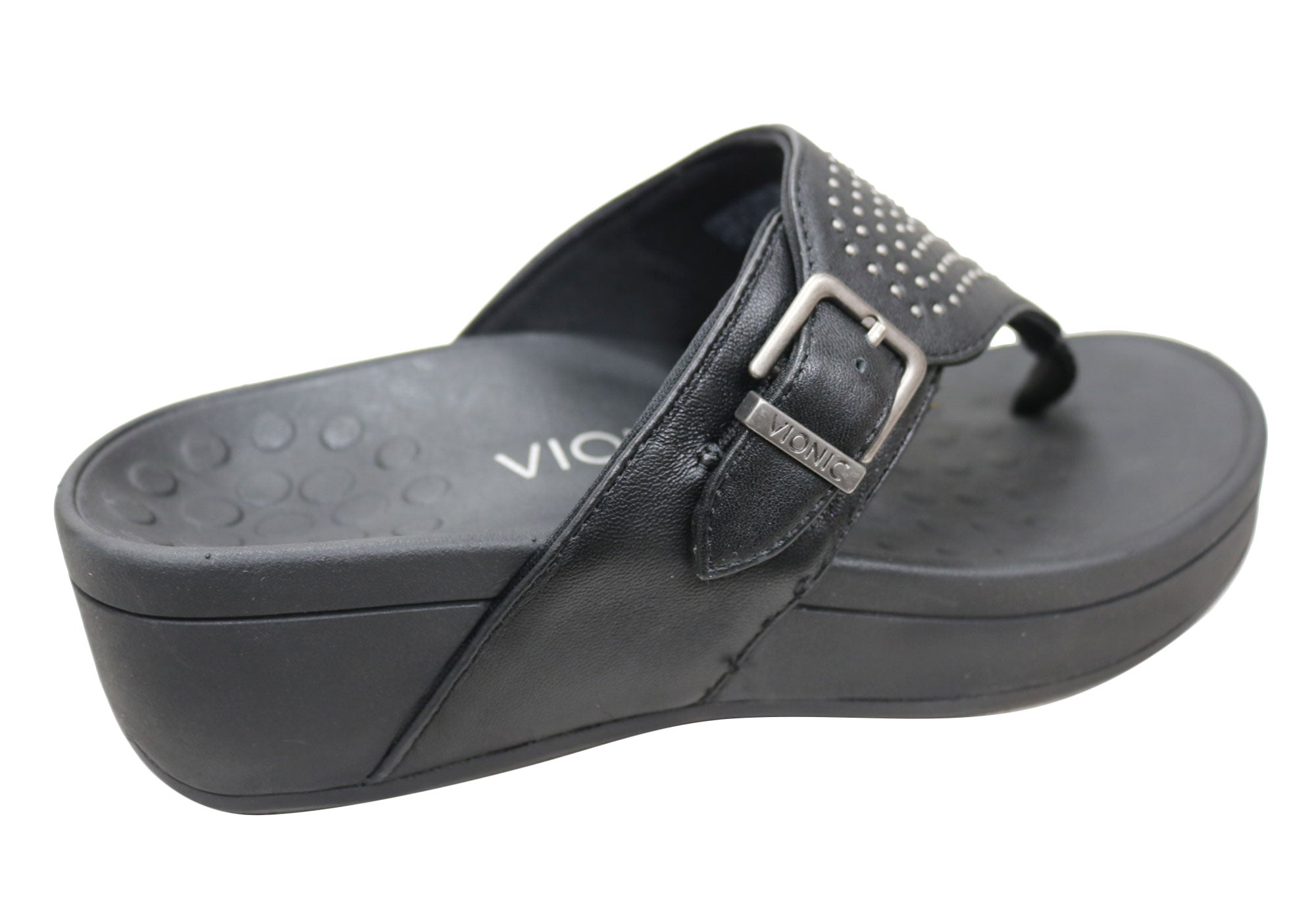 Vionic Womens Comfortable Leather Capitola Platform Sandals Thongs