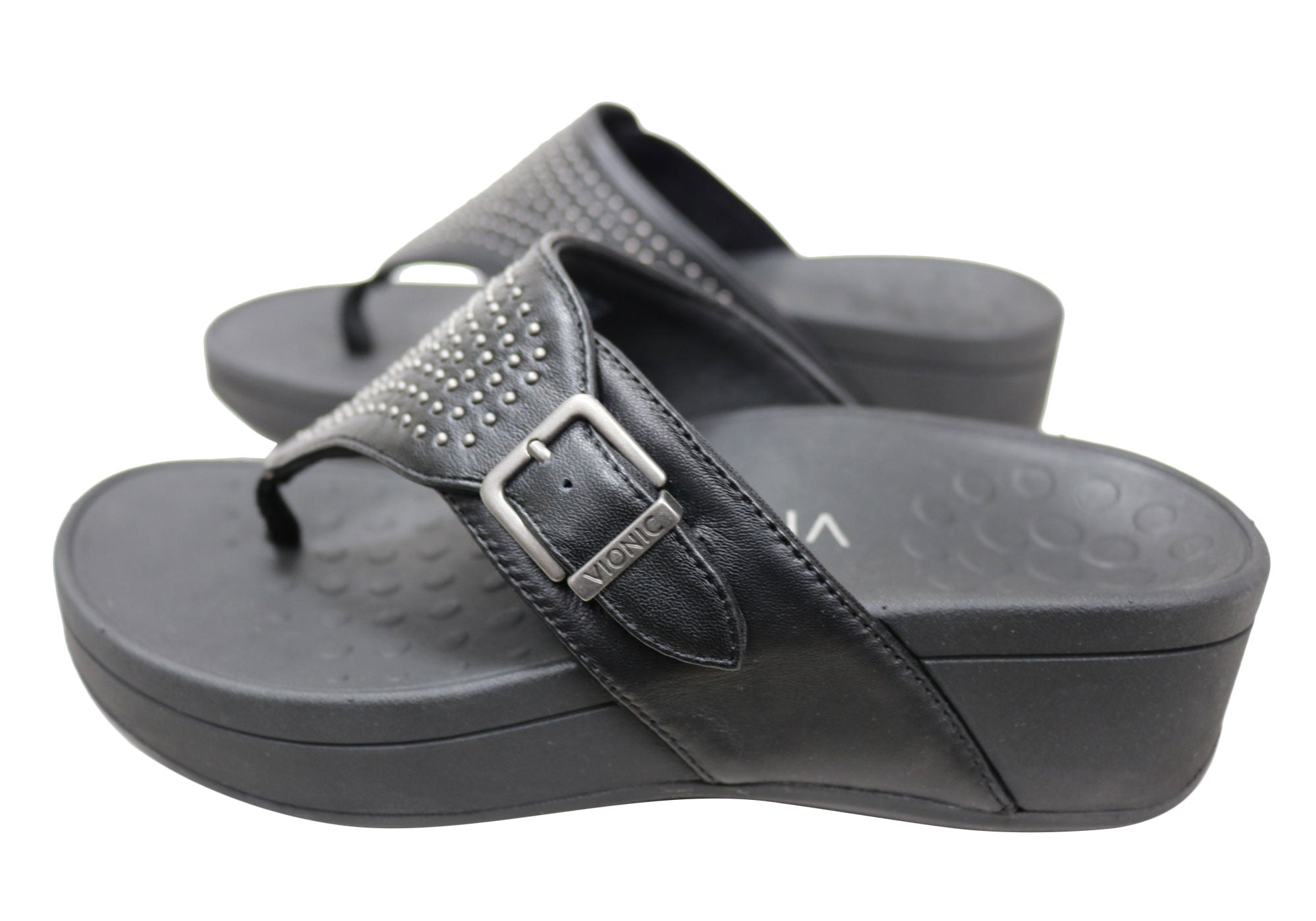 Vionic Womens Comfortable Leather Capitola Platform Sandals Thongs
