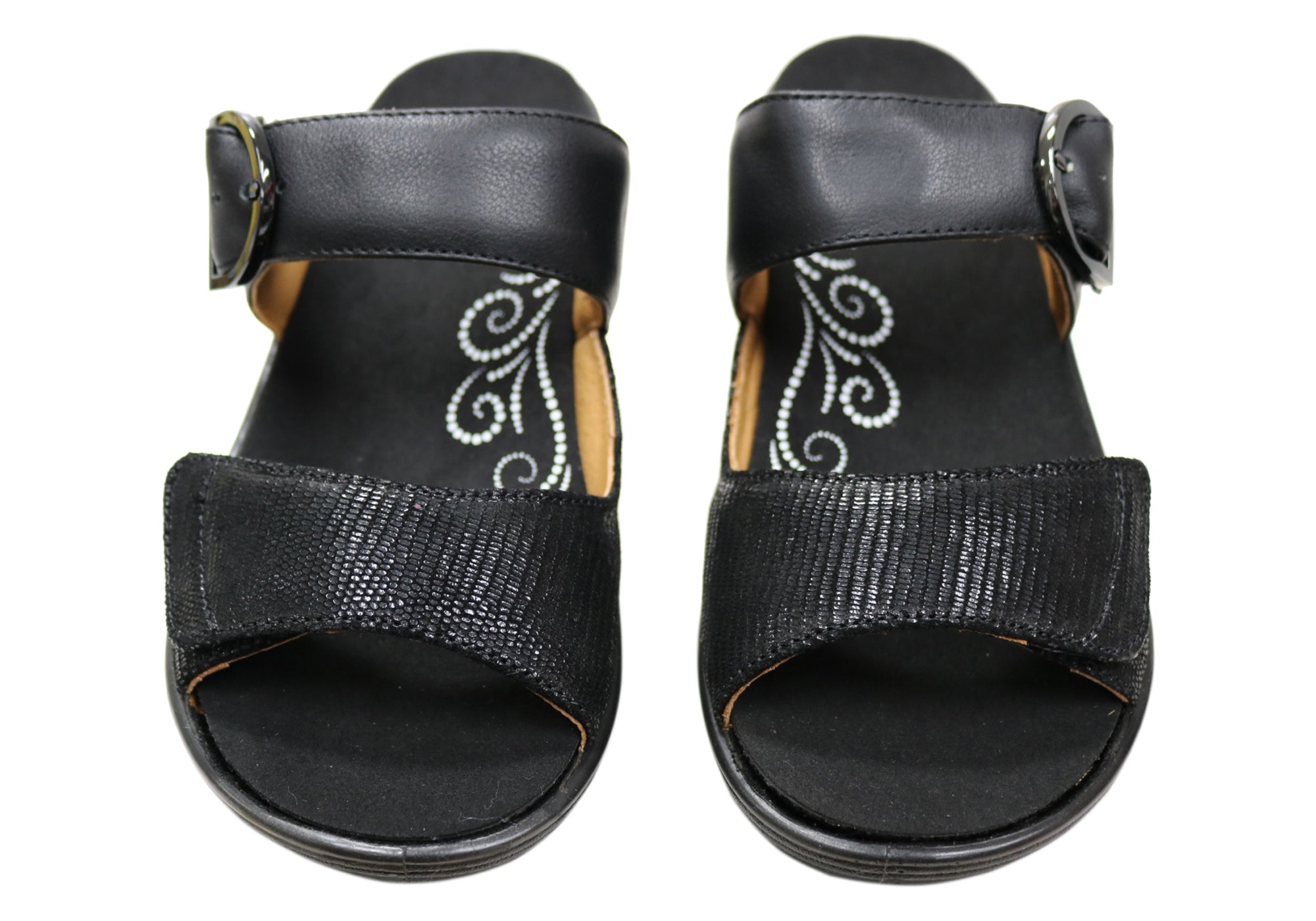 Revere Calais Womens Wide Width Leather Comfortable Slides Sandals