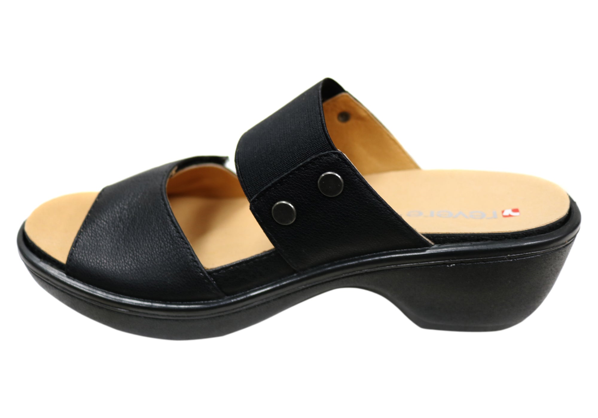 Revere Ibiza Womens Comfortable Leather Wide Width Slides Sandals