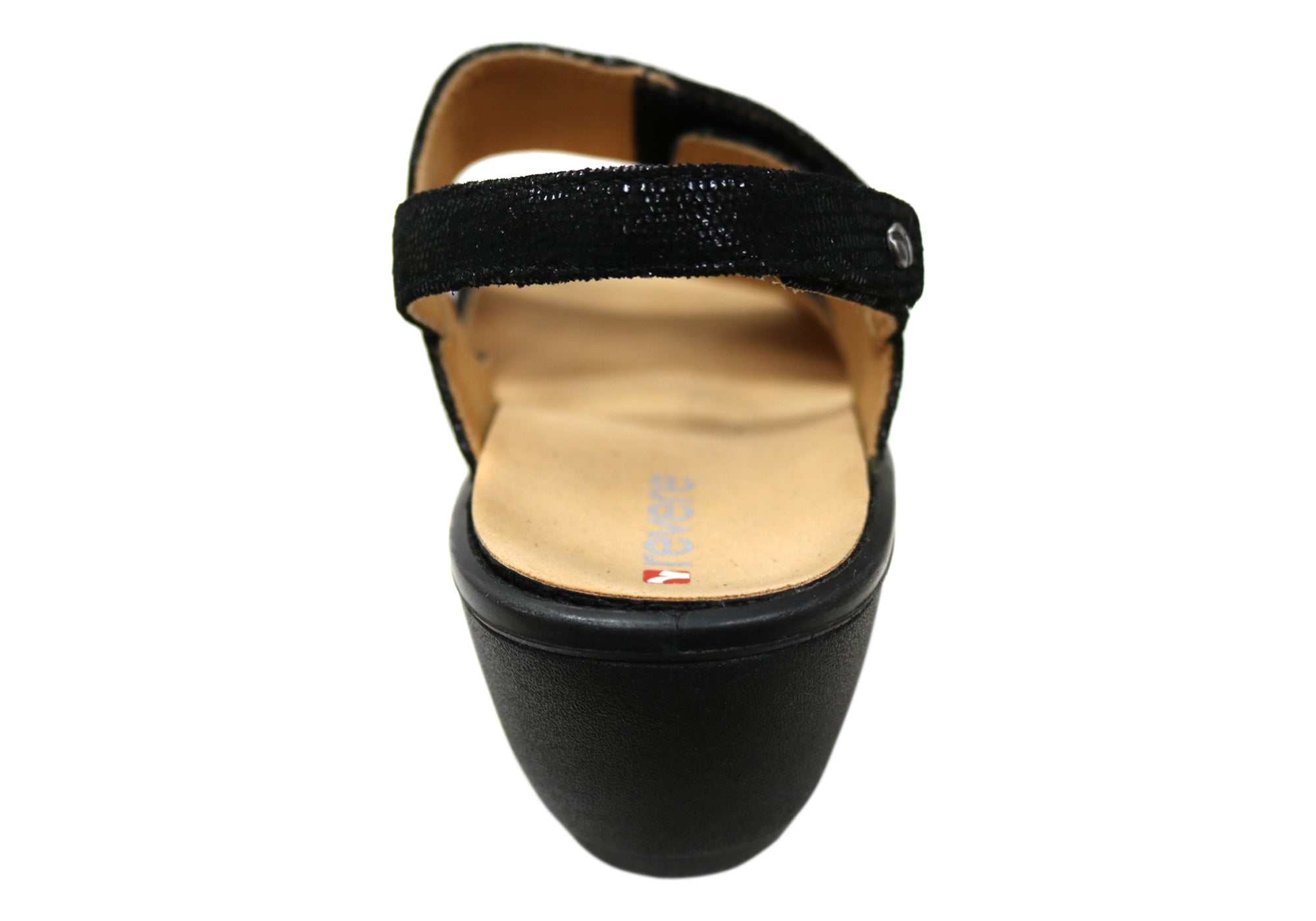 Revere Rosario Womens Wide Width Leather Back Strap Wedge Sandals