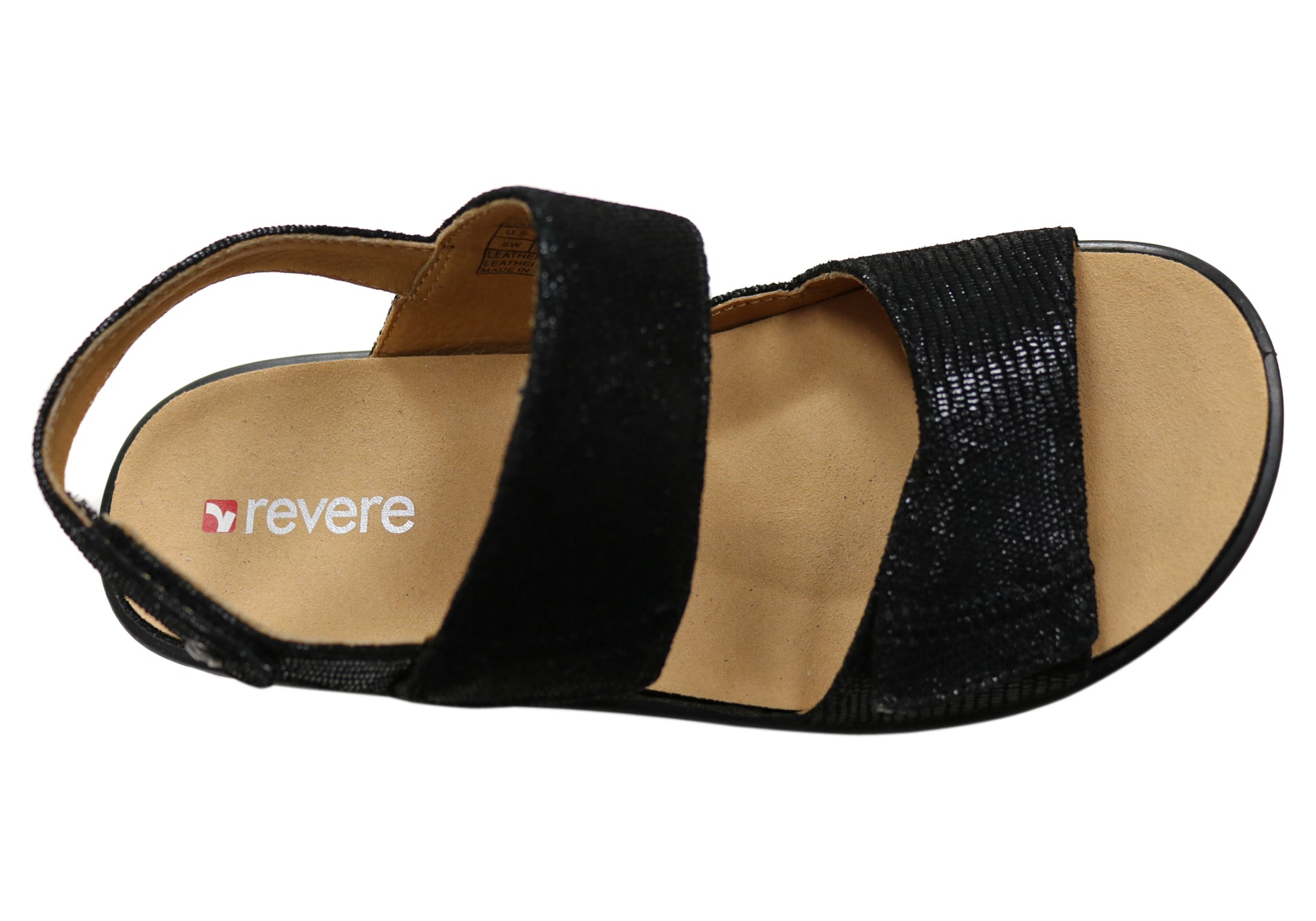Revere Rosario Womens Wide Width Leather Back Strap Wedge Sandals