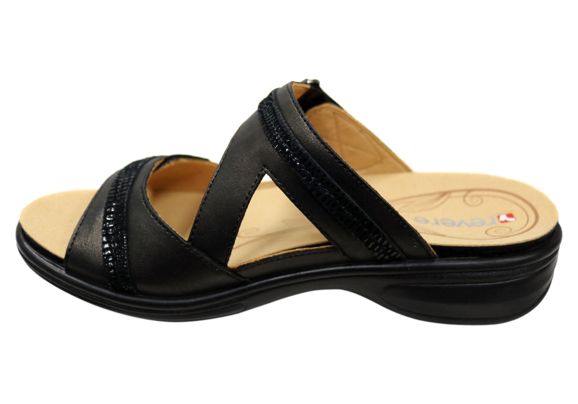 Revere Rio Womens Comfortable Leather Wide Width Slides Sandals