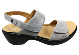 Revere Rosario Womens Wide Width Leather Back Strap Wedge Sandals
