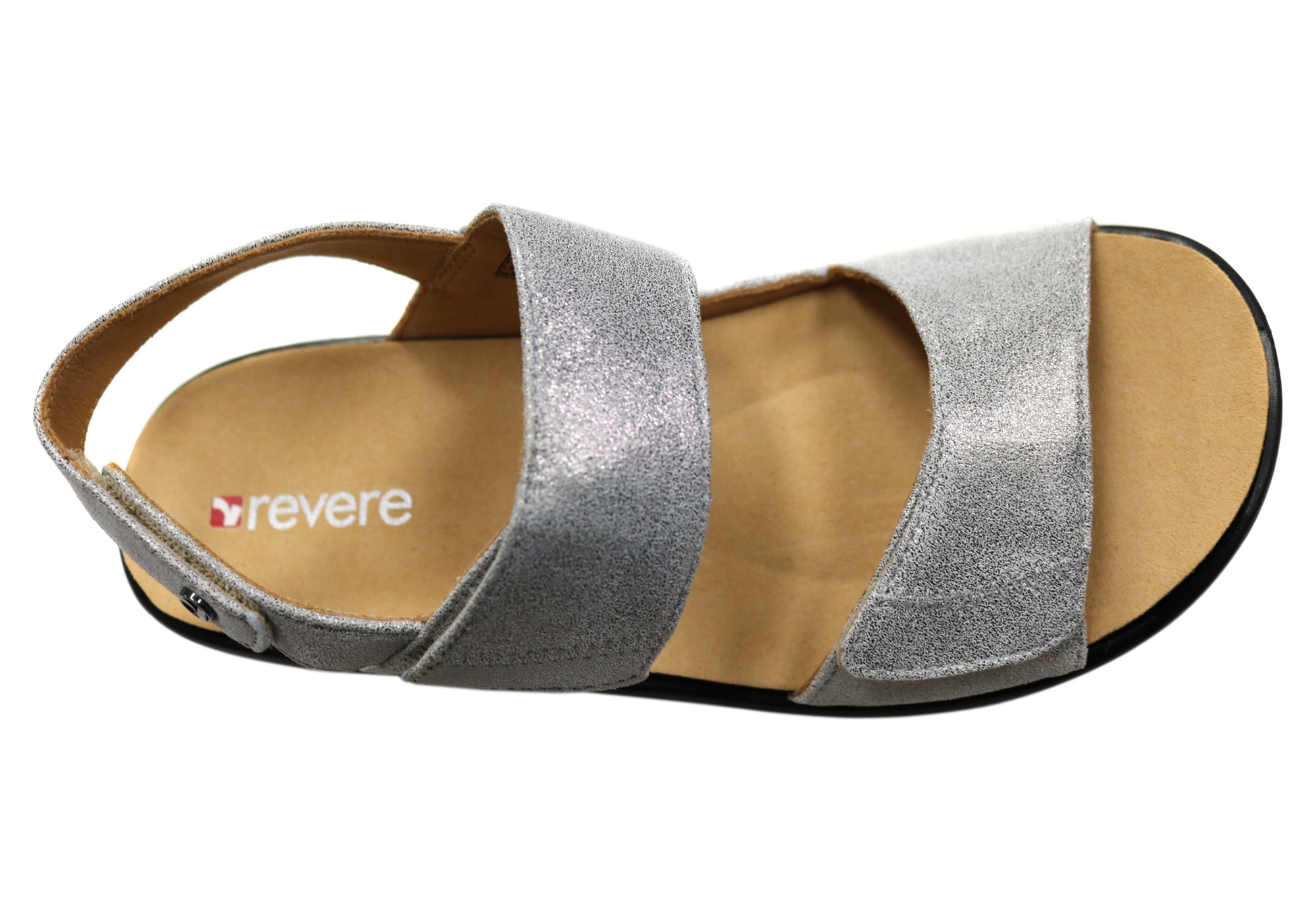 Revere Rosario Womens Wide Width Leather Back Strap Wedge Sandals