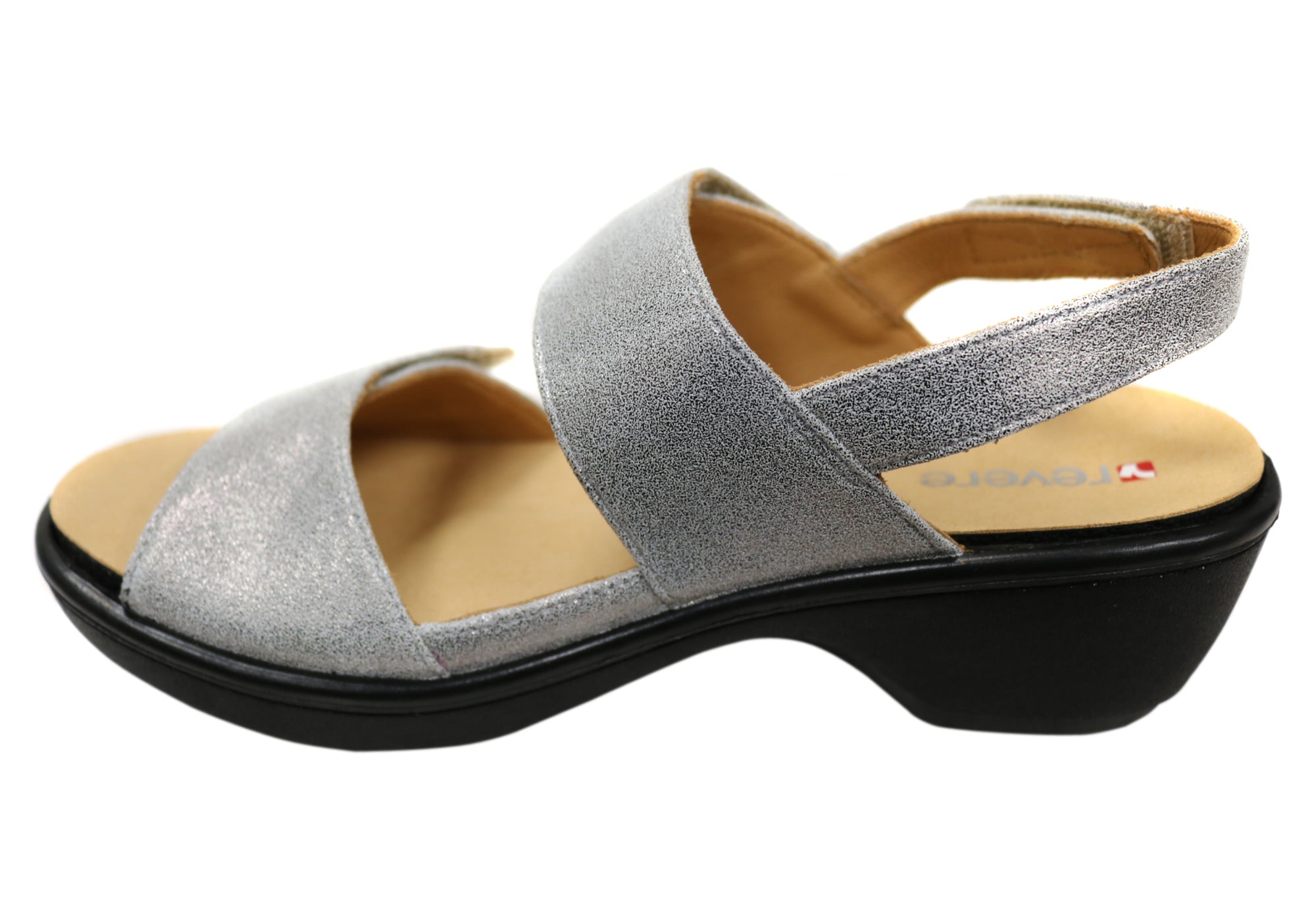 Revere Rosario Womens Wide Width Leather Back Strap Wedge Sandals