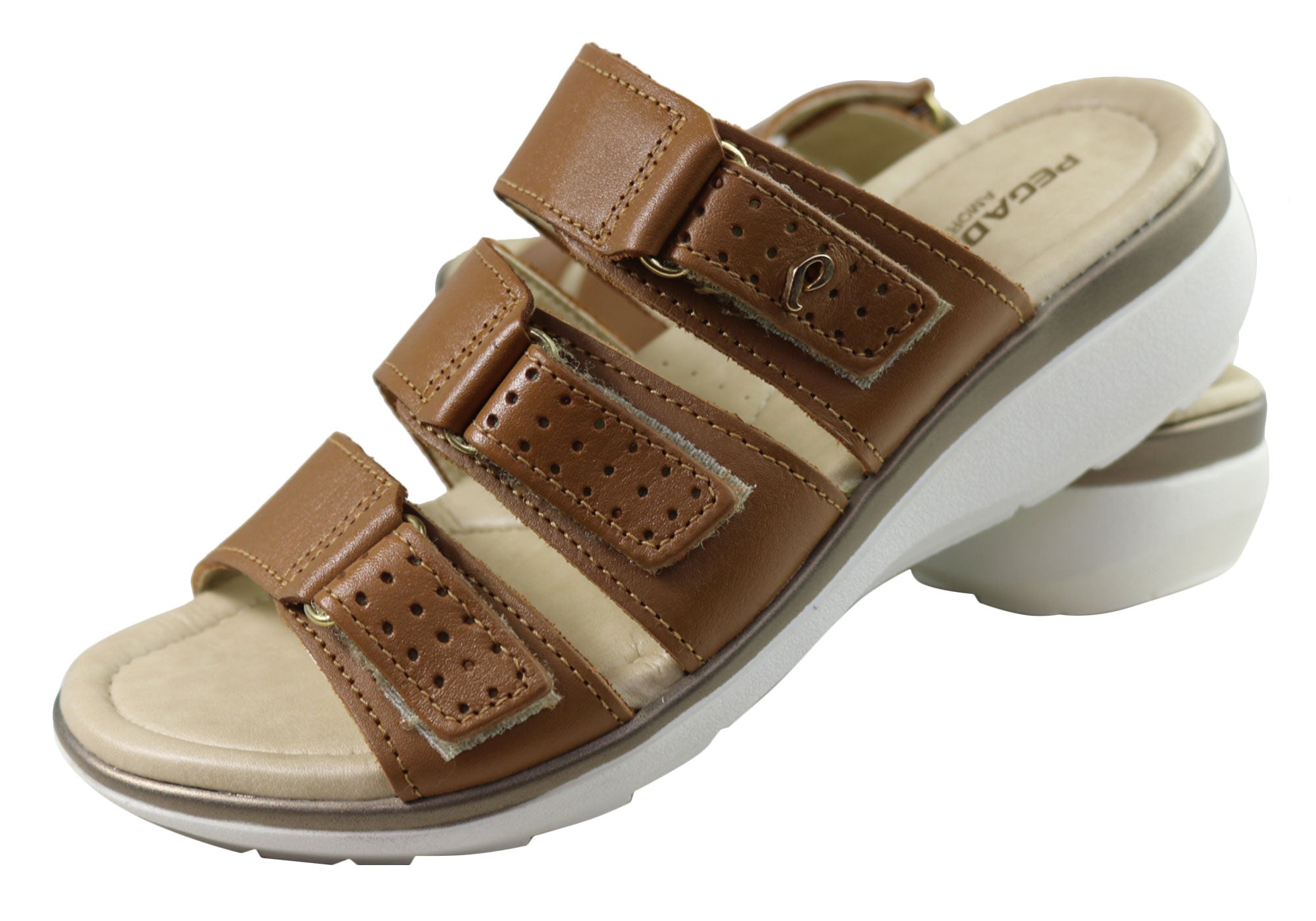 Pegada Treat Womens Comfort Leather Slides Sandals Made In Brazil