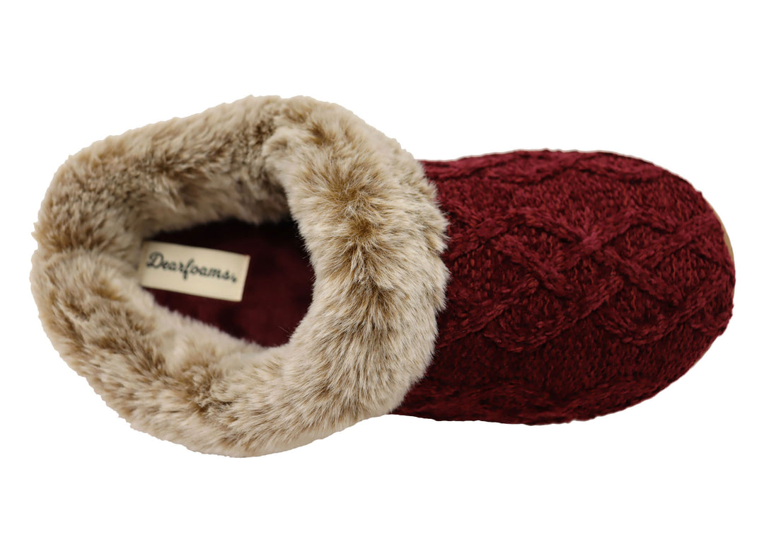 Dearfoams Womens Hannah Chenille Knit Clog Slippers Brand House Direct