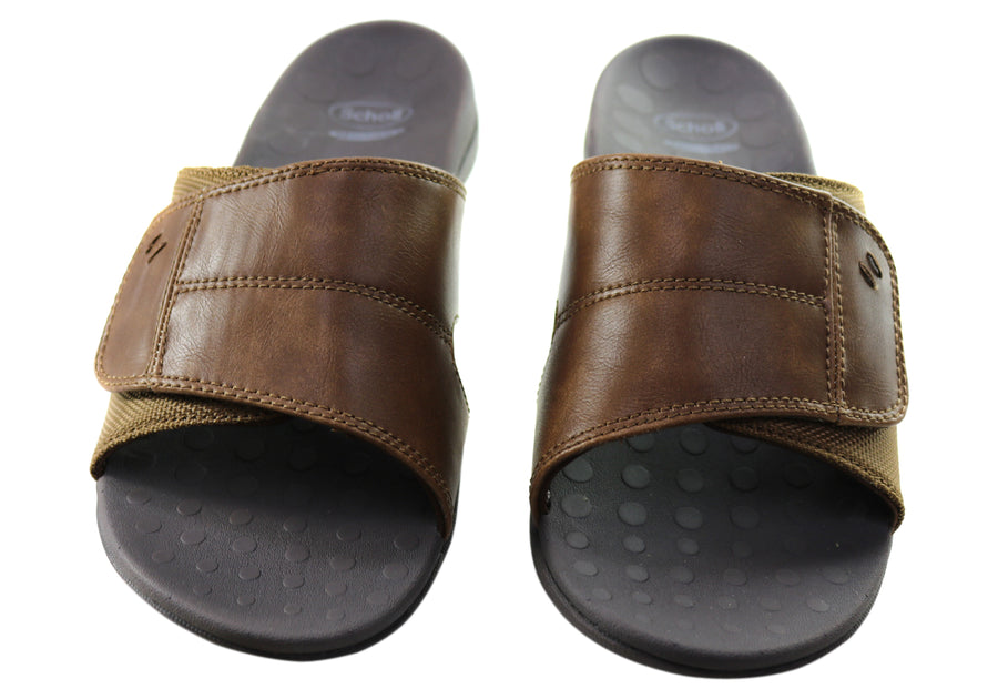 Scholl Orthaheel Cable Mens Adjustable Slides – Brand House Direct