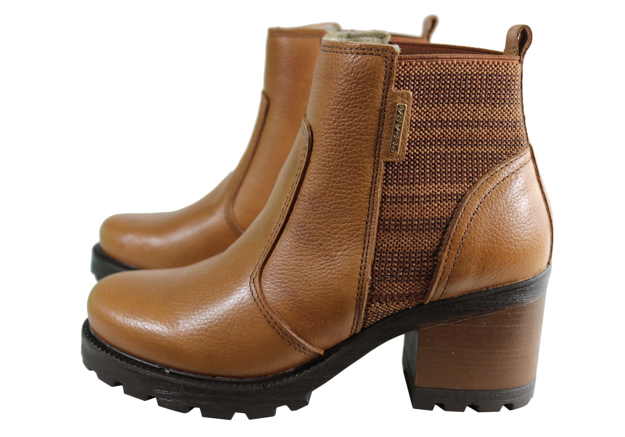 Pegada Stormie Womens Mid Heel Leather Ankle Boots Made In Brazil