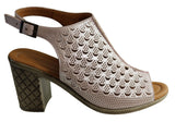 Orizonte Hana Womens European Leather Comfortable Mid Heel Sandals