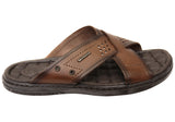 Pegada Perry Mens Comfortable Leather Slides Sandals Made In Brazil